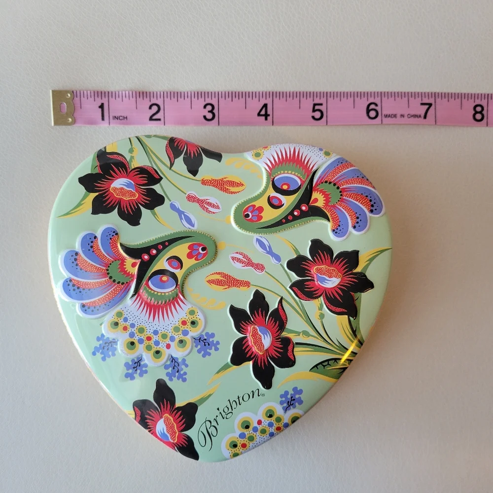 Brighton Heart-Shaped Tin ~ Pretty Boho Floral Pattern ~ VGUC